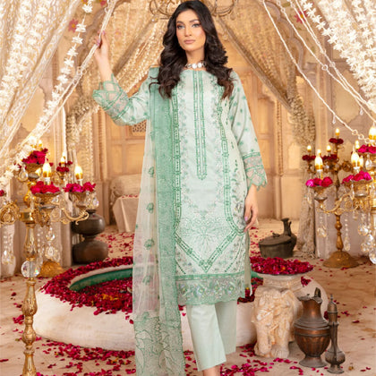 Unstitched Suit, Rifa Premium Lawn Ensemble, for Women