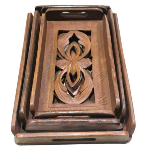 Wooden Tray Cutwork Set