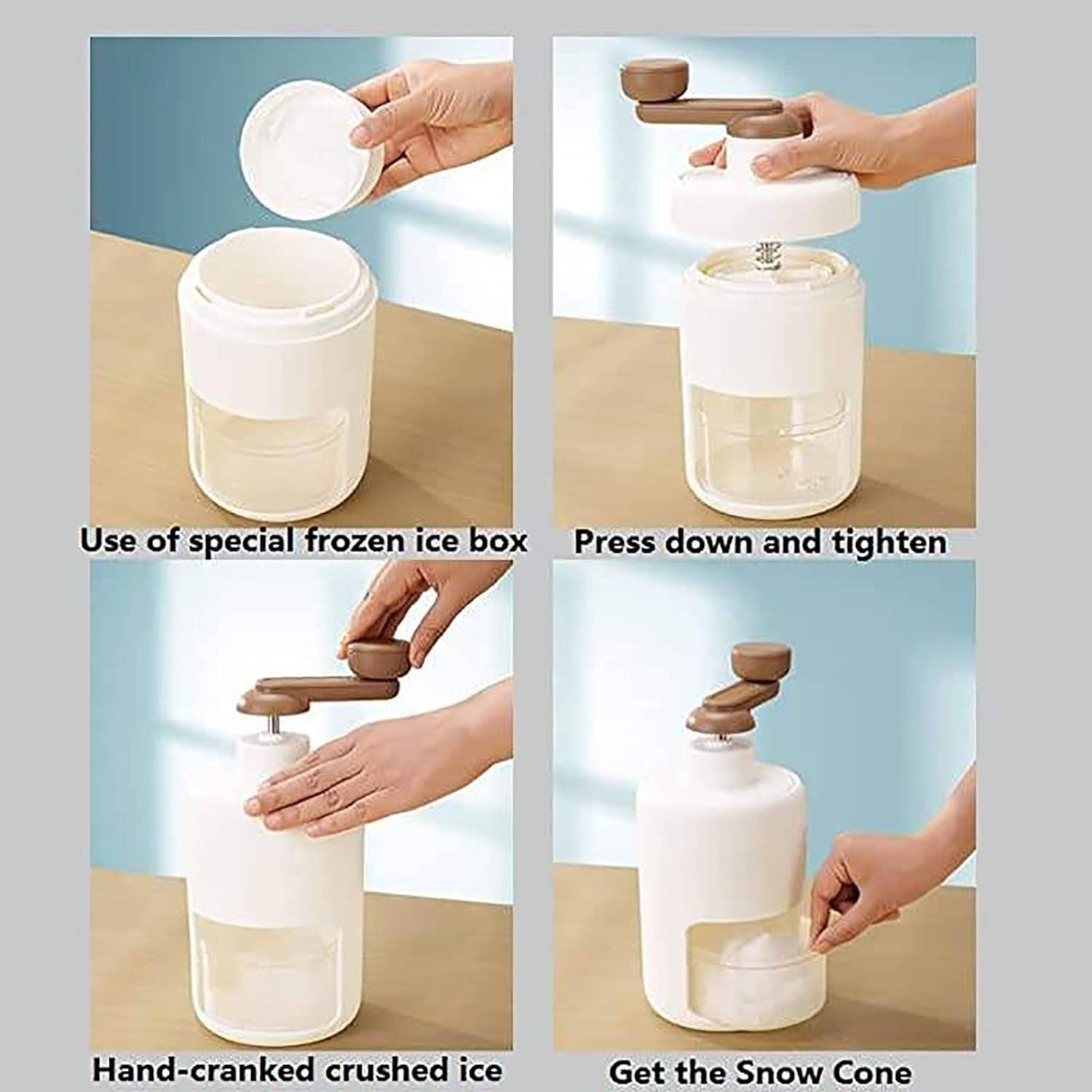 Manual Ice Shaver, Portable Hand-Crank Snow Cone & Slush Maker