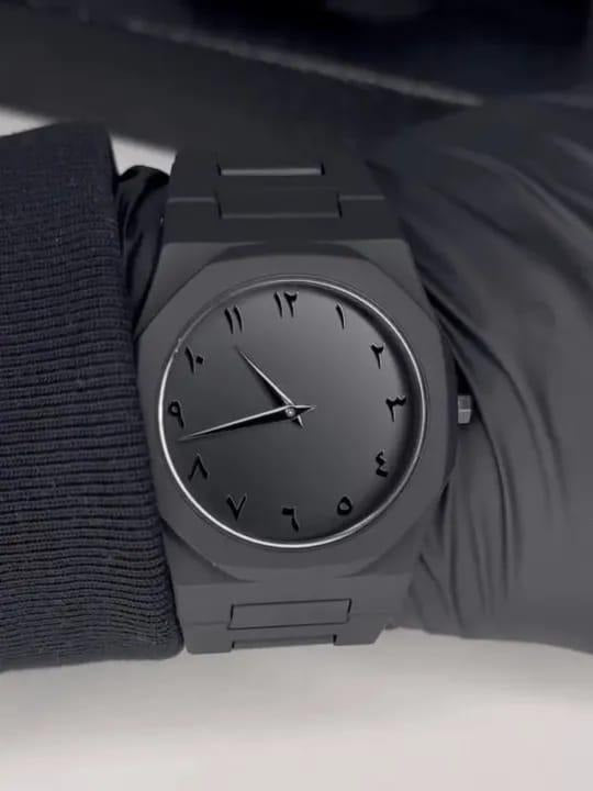 Phantom Black Octagonal Watch with Eastern Arabic Numerals
