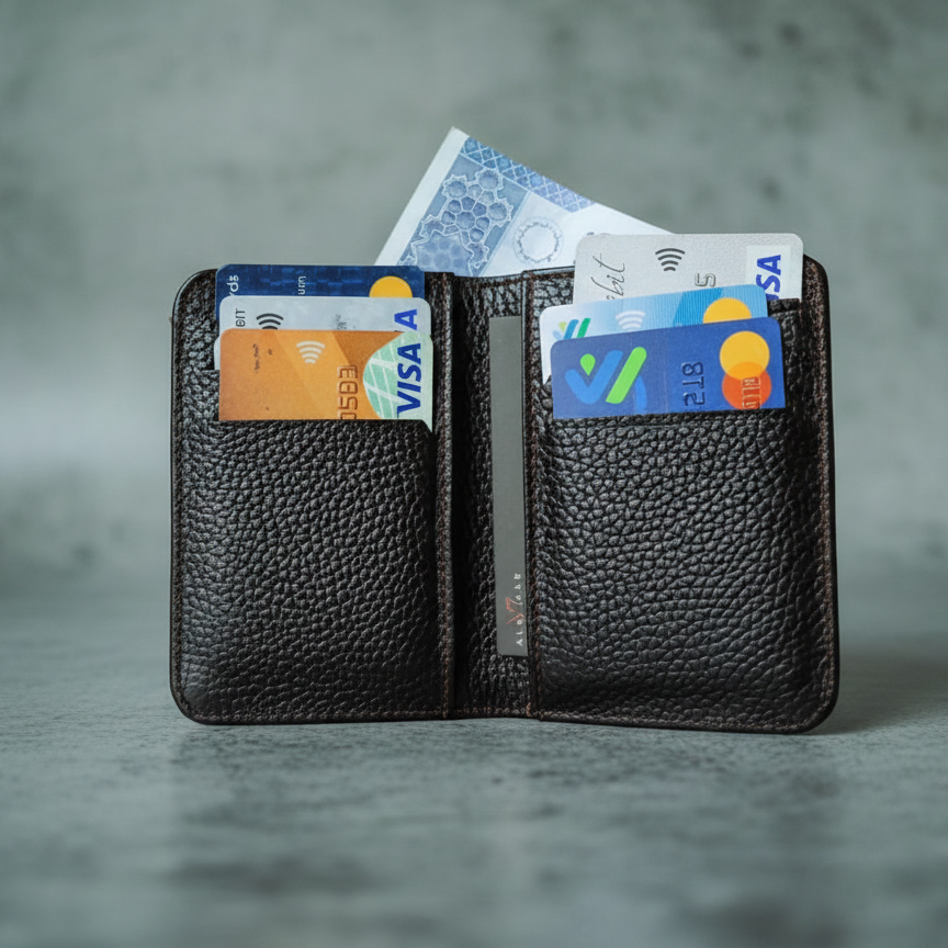 Slim Cow Leather Wallet Minimalist Bifold Card & Cash Holder for Unisex