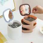 Jewelry Organizer Box, 360 Rotating with Mirror and 4 Layer Storage