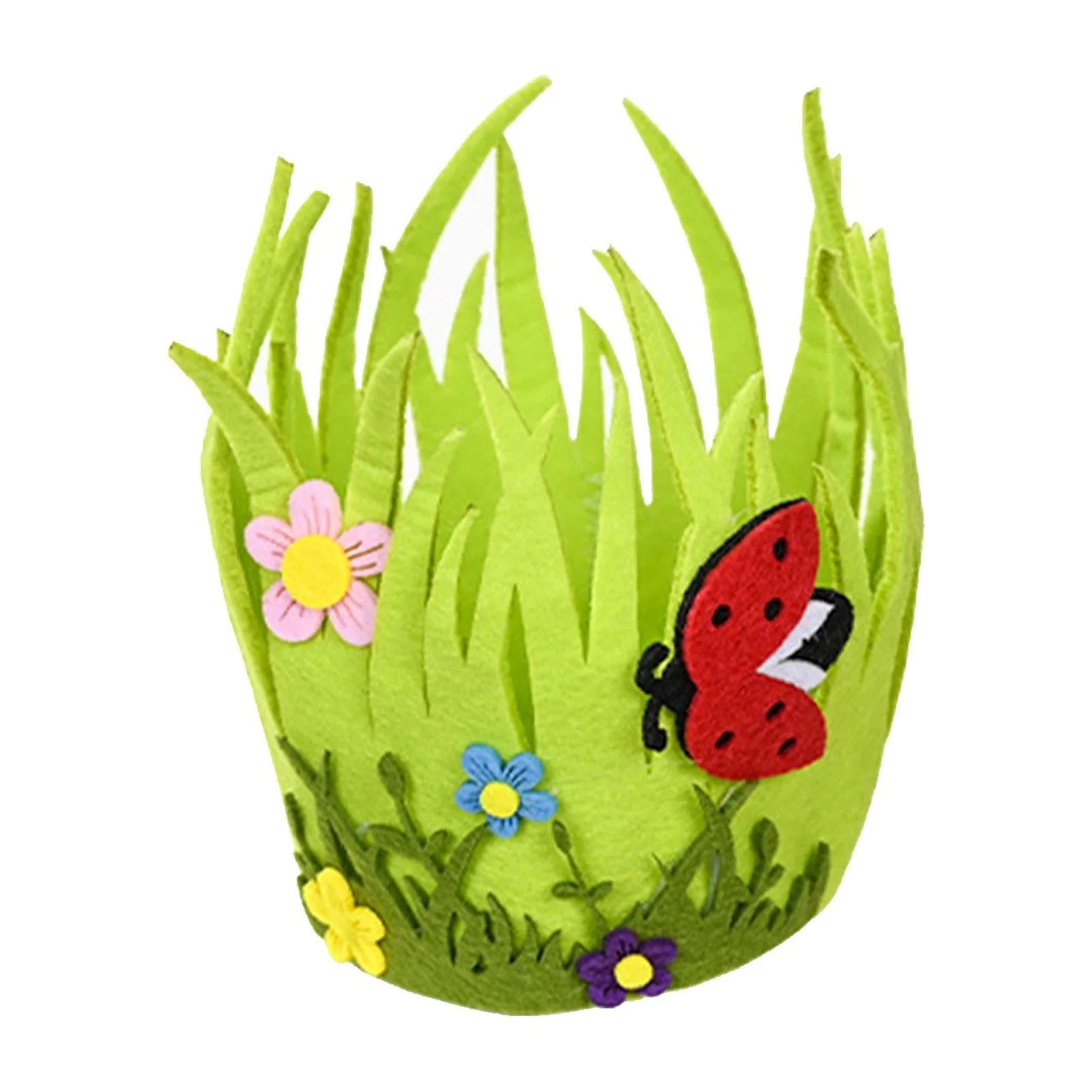 Decorative Basket With Butterfly And Flower Appliqués