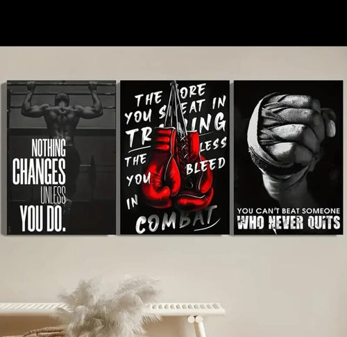 3 Piece Boxing Motivational Wall Art Set 8x11 Inches