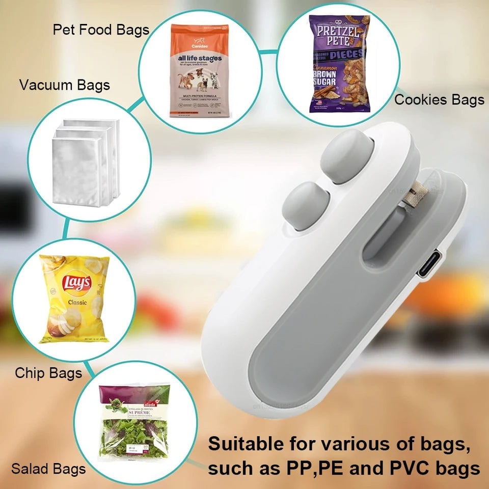 Portable Heat Sealer Machine, USB Rechargeable, for Food Bags