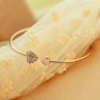 Rose Gold Love Bracelet, Adjustable Crystal Heart Bangle, for Women