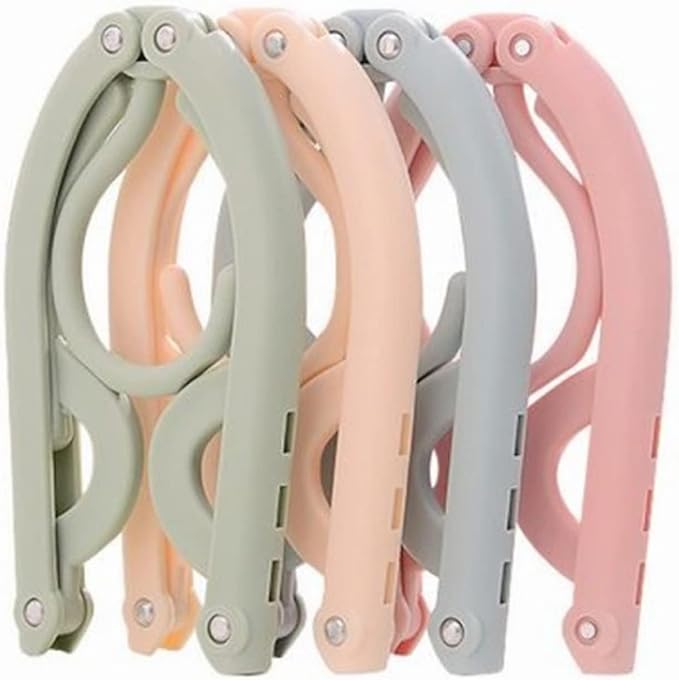 Portable Folding Clothes Hangers with Slots, Pack of 10