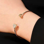 Rose Gold Love Bracelet, Adjustable Crystal Heart Bangle, for Women