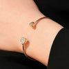 Rose Gold Love Bracelet, Adjustable Crystal Heart Bangle, for Women