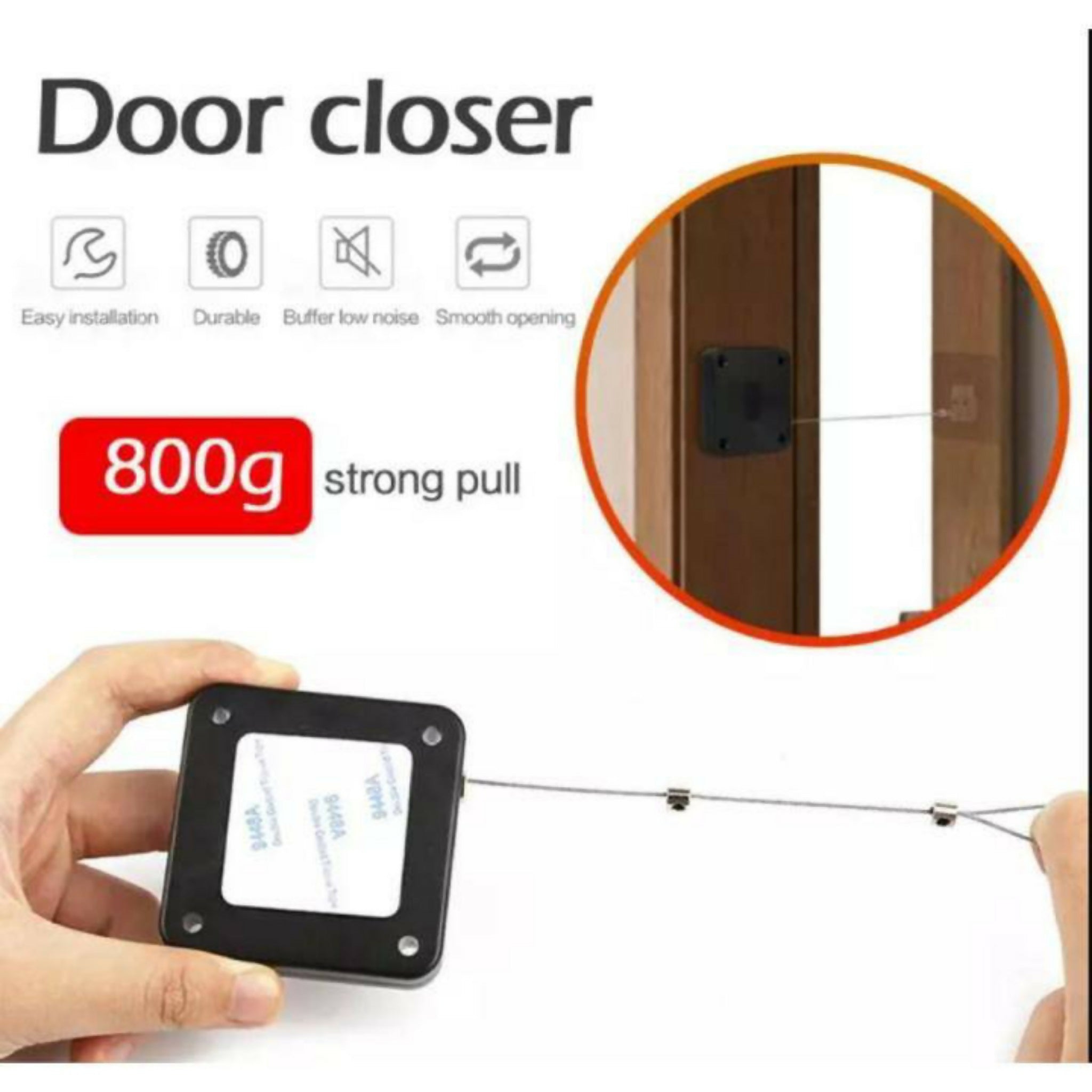 Punch-Free Automatic Sensor Door Closer – Big Size | Smart Hands-Free Door Closing Device