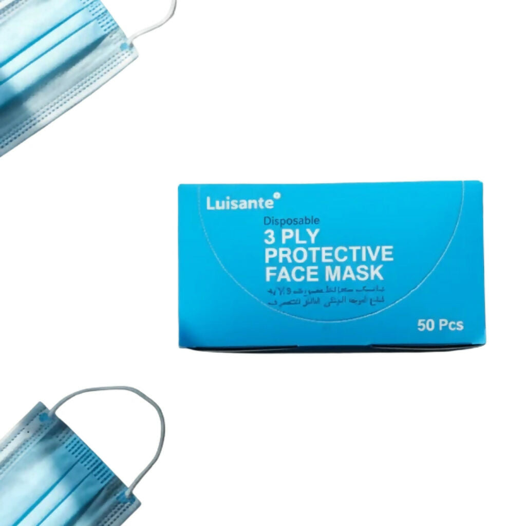 Disposable 3 Ply Protective Face Masks, Breathable & Secure Fit (Pack of 50Pcs)