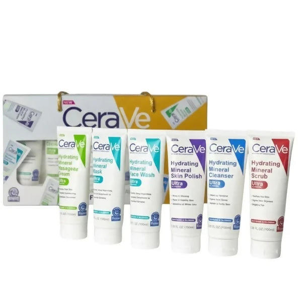 Pack of 6 – CeraVe Hydrating Mineral Facial Kit | Deep Moisture & Skin Repair Skincare Set