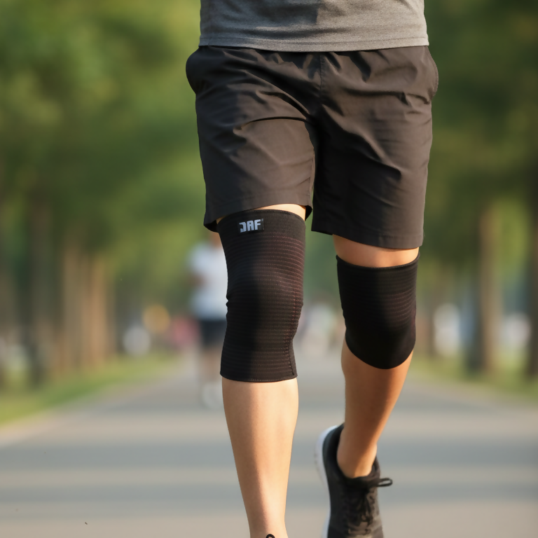 1 PC JAF Elasticated Knee Support Deluxe Knee Brace – Comfortable Compression Support (Large)