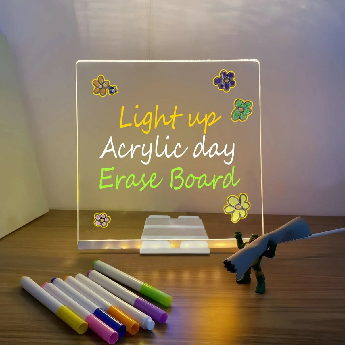 LED Light-Up Transparent Writing Board With 7 Marker