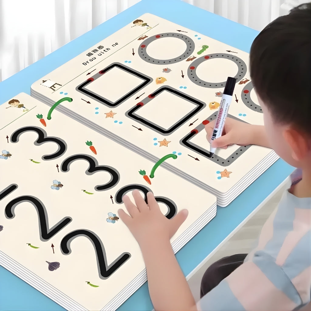 A4 Kids Educational Learning Tracing Book 64 Pages Reusable