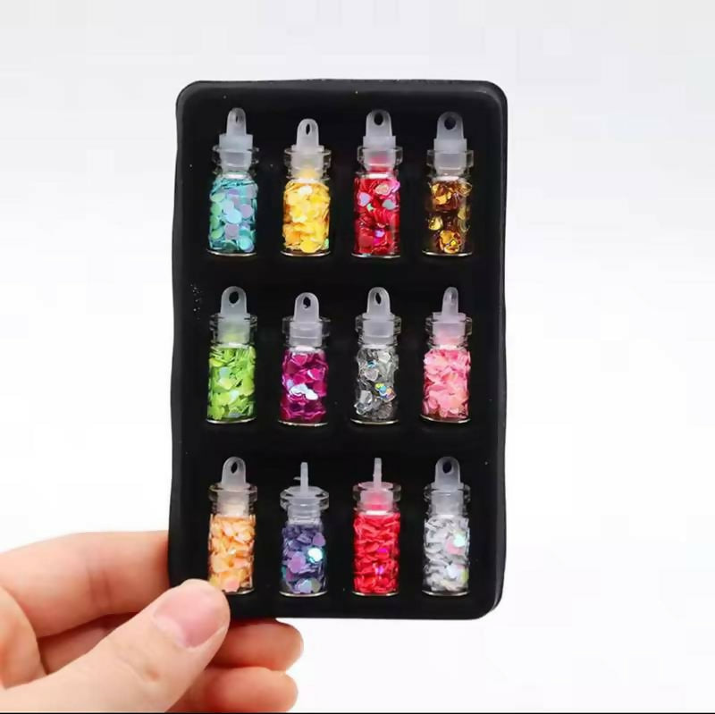 DIY Starry Nail Art Kit, Nail Decals, Glitter Jar Art kit Features a Selection of Starry Nail Stickers, Multi-pattern Women Beauty Accessories Kit, Manicure Long-lasting(Multi Color) – Set of 12