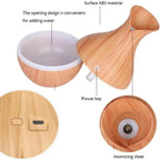 Vase-Shaped LED Humidifier | Model JSQ07 | USB Wood Grain Ultrasonic Cold Mist Humidifier | Aromatherapy Air Freshener | 200 ml