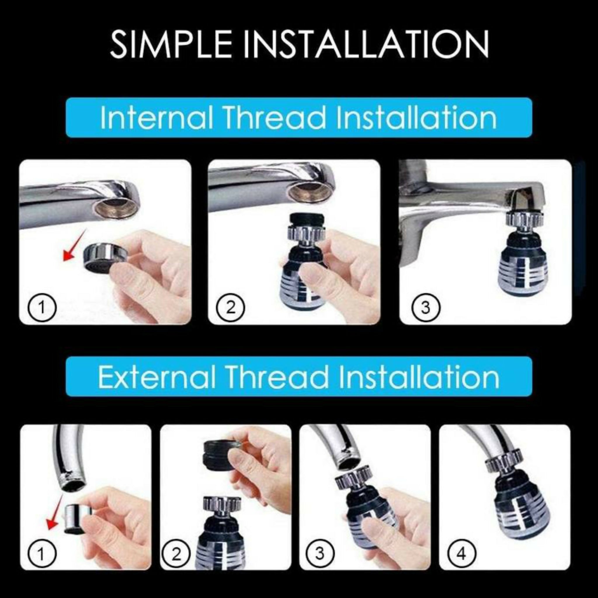 Multifunctional 360° Rotatable Kitchen Sink Faucet Sprayer – Water Saving Aerator