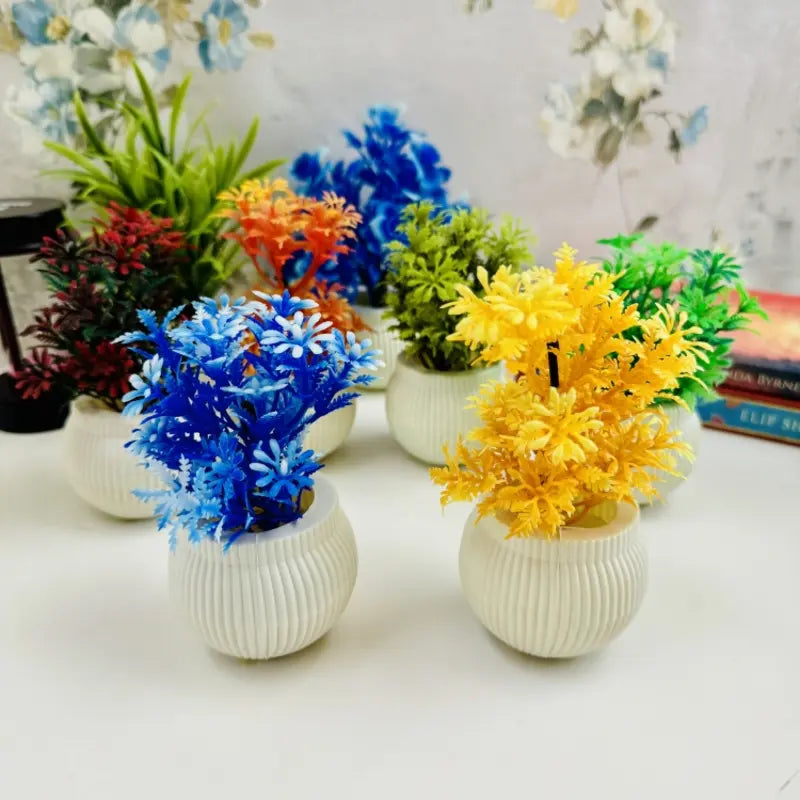 Mini Artificial Plants Decorative Tabletop Greenery - Pack of 4