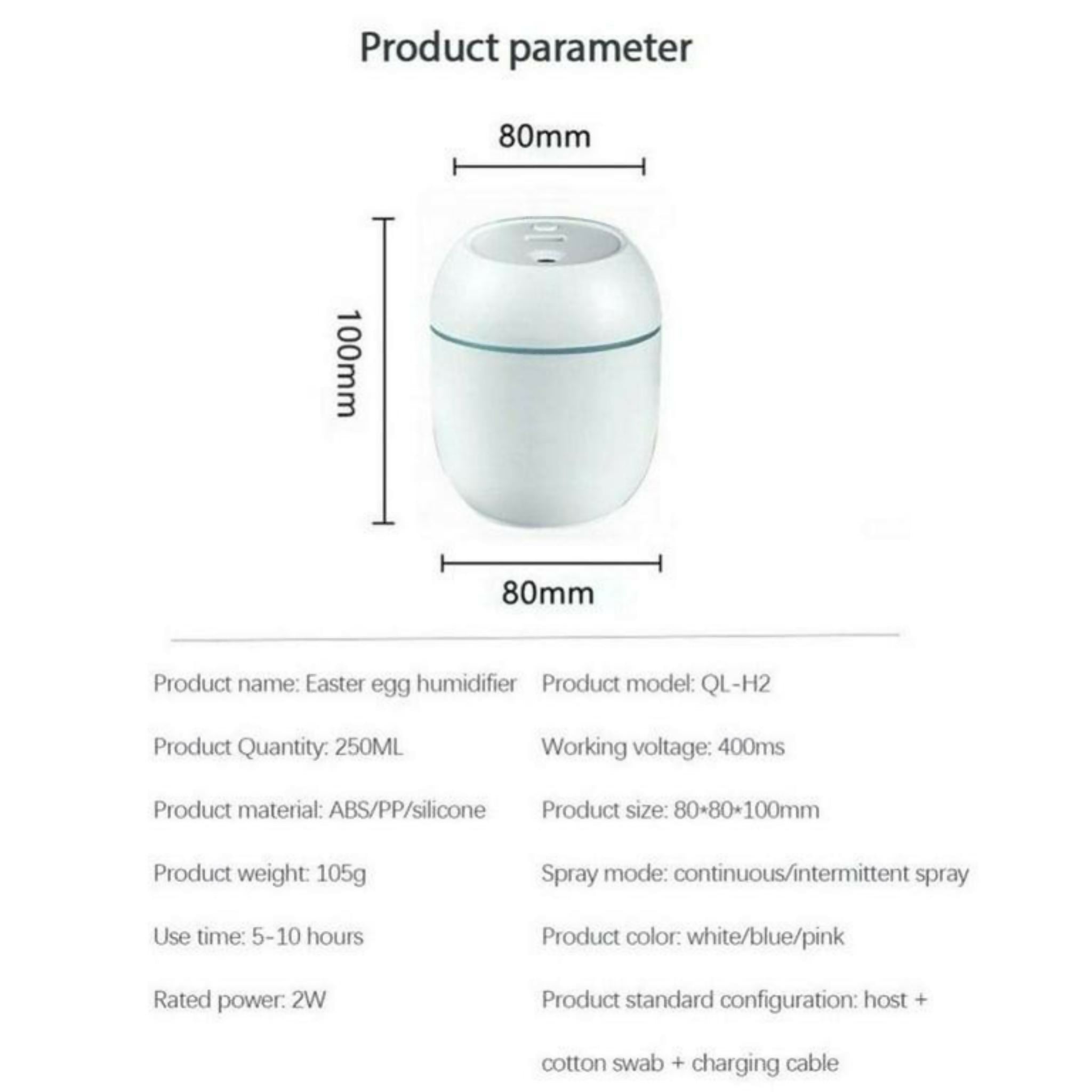 Foldable Air Humidifier White Rechargeable ABS