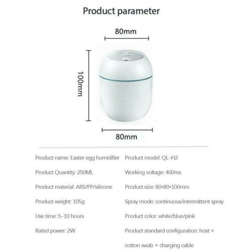 Foldable Air Humidifier White Rechargeable ABS