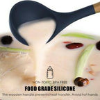 Kitchen Non toxic Spatula Set with Turner Tongs,Spoon,Brush,Whisk-Wooden Handle – Random Color