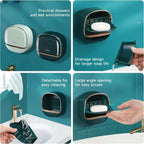 Self-Adhesive Wall-Mounted Luxury Soap Holder, Milky & Light Green