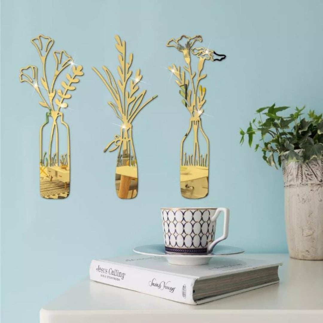 Acrylic leaf mirror wall decor