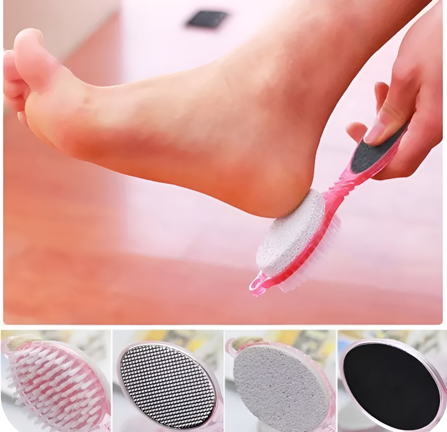 Foot Scrubber, 4 in 1  Pedicure Brush, Cleanse Scrub File Buff