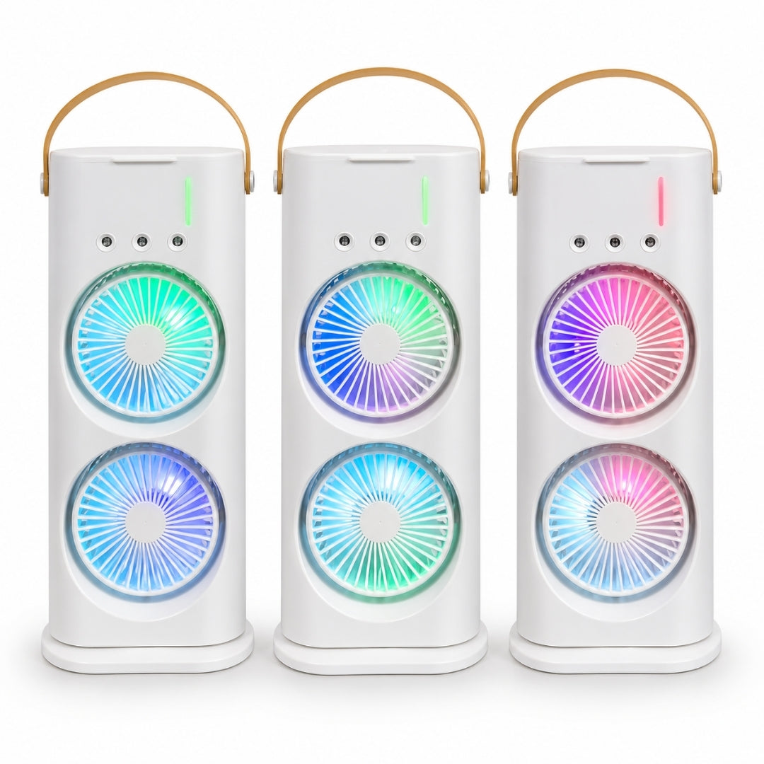Air Cooler, Double Ended Spray Mist Fan USB Desktop, RGB Light