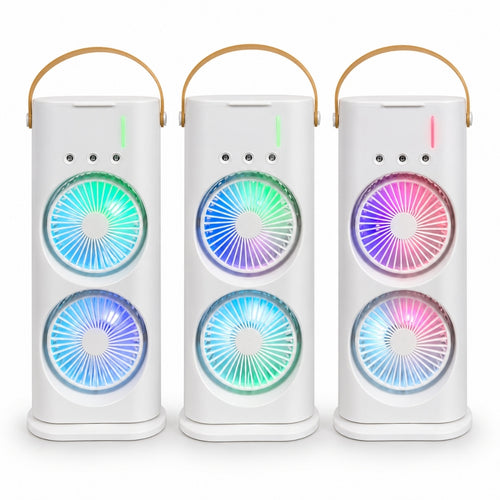 Air Cooler, Double Ended Spray Mist Fan USB Desktop, RGB Light