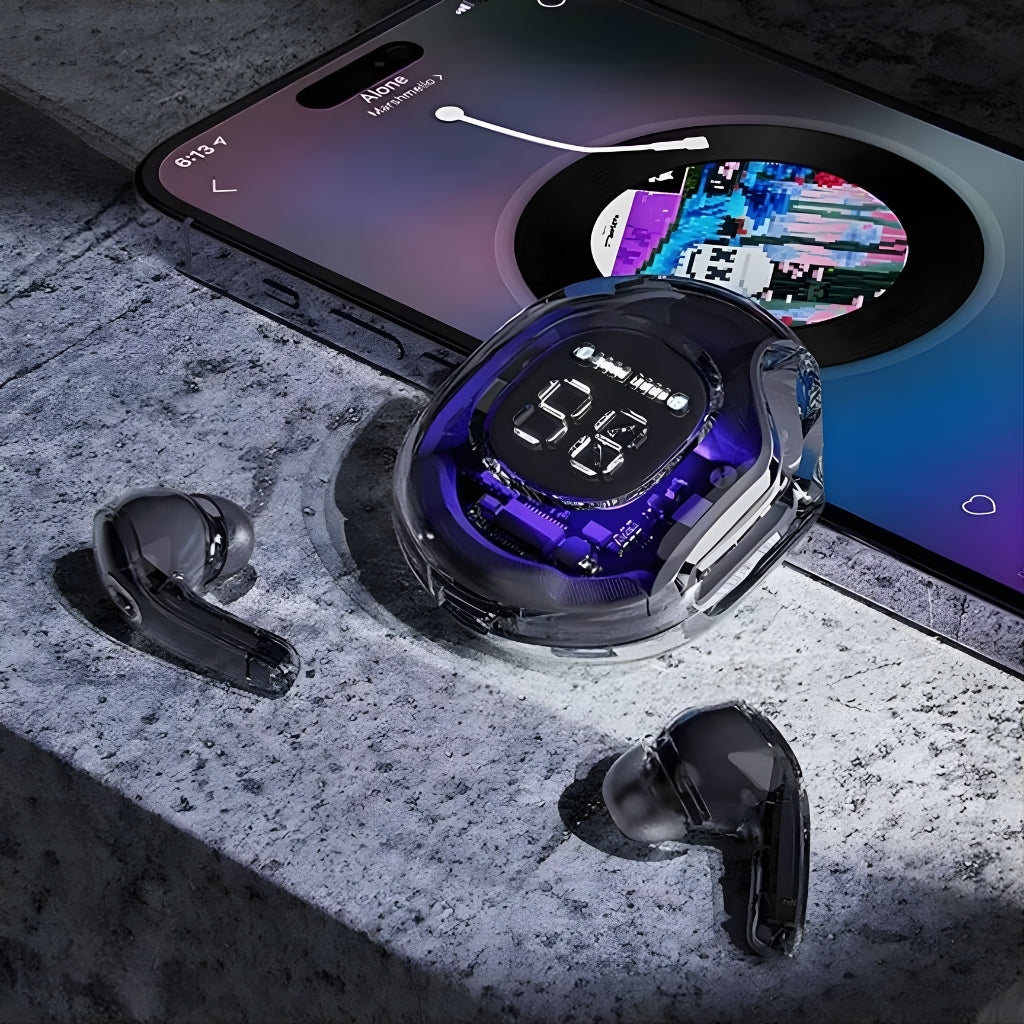 Air 39 Transparent Wireless Gaming Earbuds with LED Display (Bluetooth 5.3)