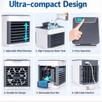 Air Conditioner, Portable USB Air Cooler Fan with 3 Speeds