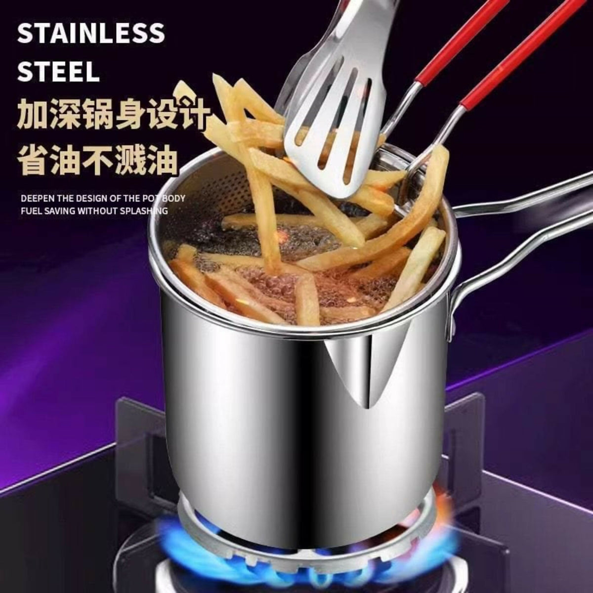 Deep Frying Pot with Strainer Basket