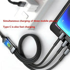 100W 5A Fast Charging 3-in-1 USB Cable