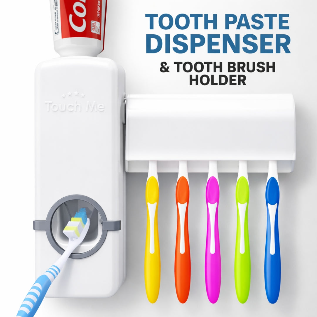 Automatic Toothpaste Squeezer with Toothbrush Organizer