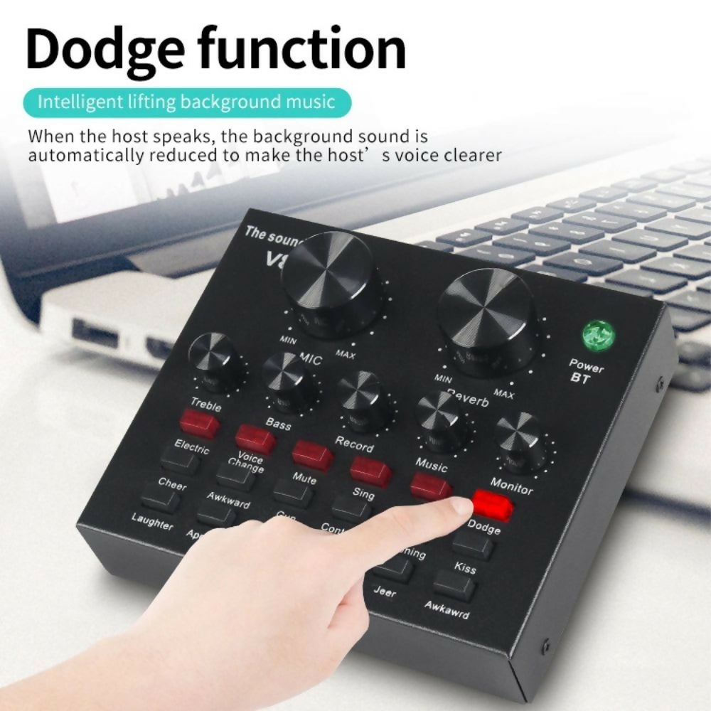 V8 Bm-800 Podcast Mic Set With Live Sound Card Condenser Microphone With Rechargeable 12 Kinds Of Auxiliary Background For Karaoke Singing Youtube Recording Mic