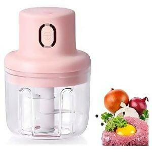 250ML Pink USB Wireless Electric Garlic Masher Sturdy Press Mincer Vegetable Chili Meat Grinder Food Chopper Kitchen Tools