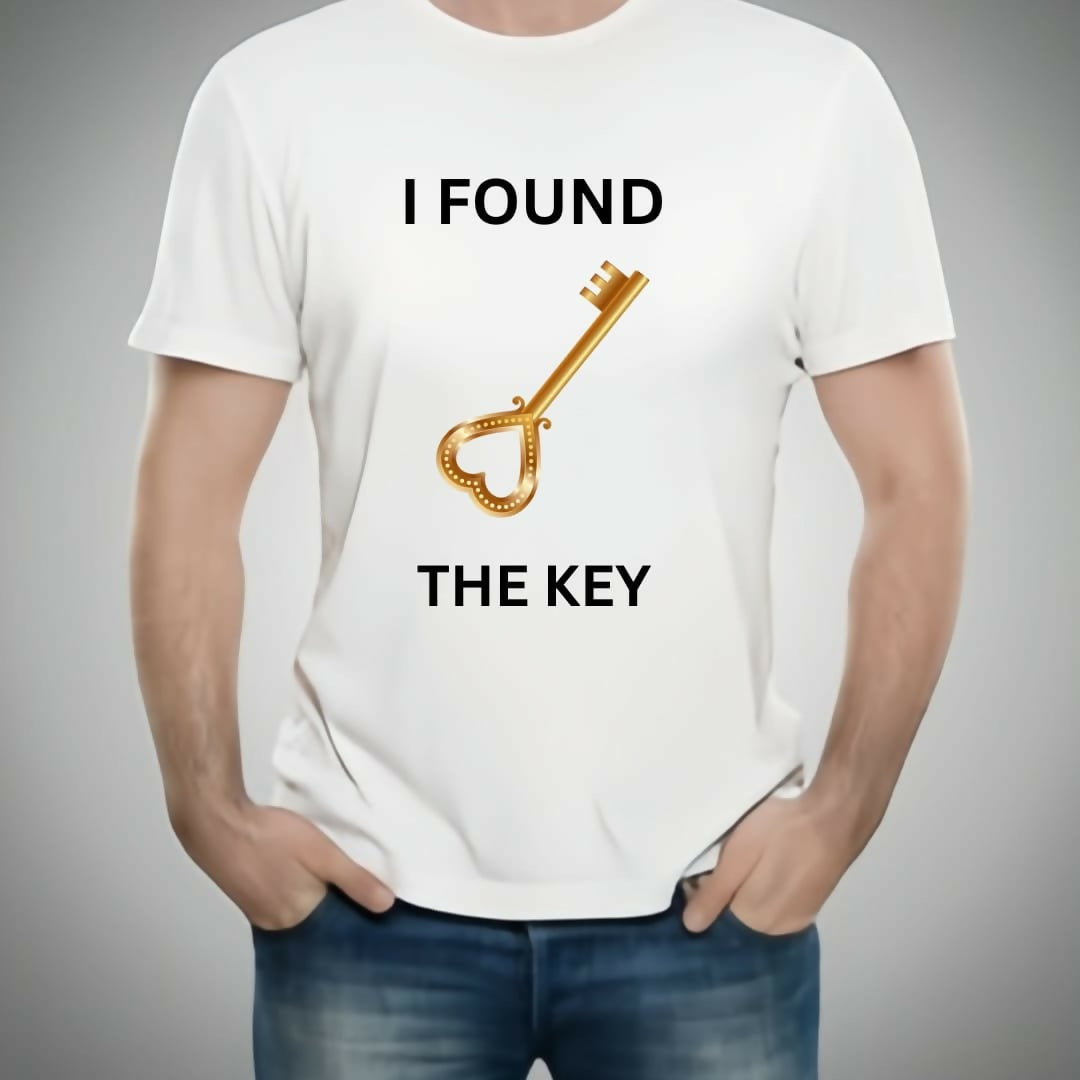 The Key & My Heart Style White T-Shirt – Key & Heart Design T-Shirts – Best Quality T-Shirts For Girls | T-Shirt For Women – T-Shirt For Men – My Heart, Small