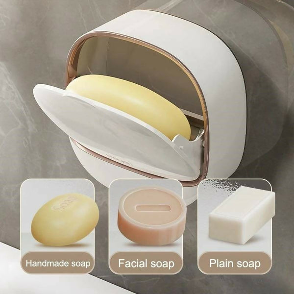 1Pcs soap Box wakk Mounted Light Luxury soap Holder Punch free Drain Laundry soap Box Easy cleaning ( Random color )