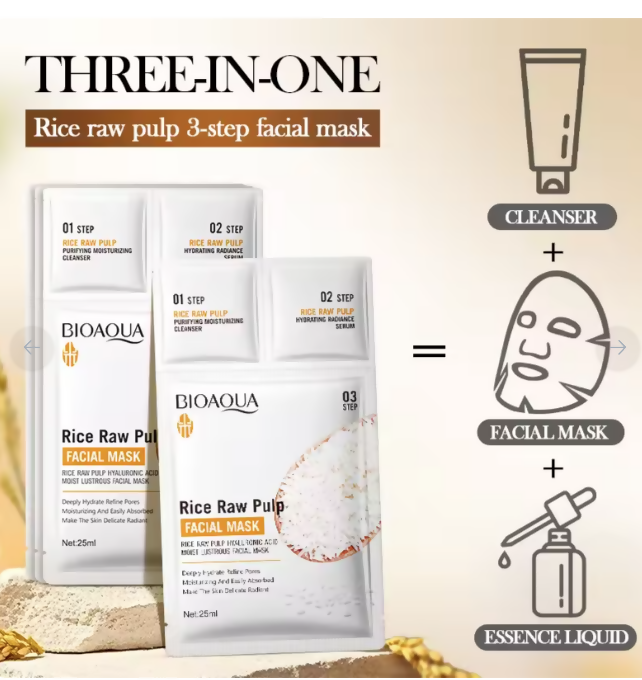 Bioaqua 3-Step Rice Raw Pulp Facial Mask