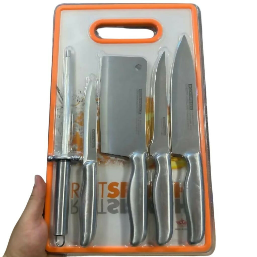 6 In 1 Knife Set With Filer And Chopping Board