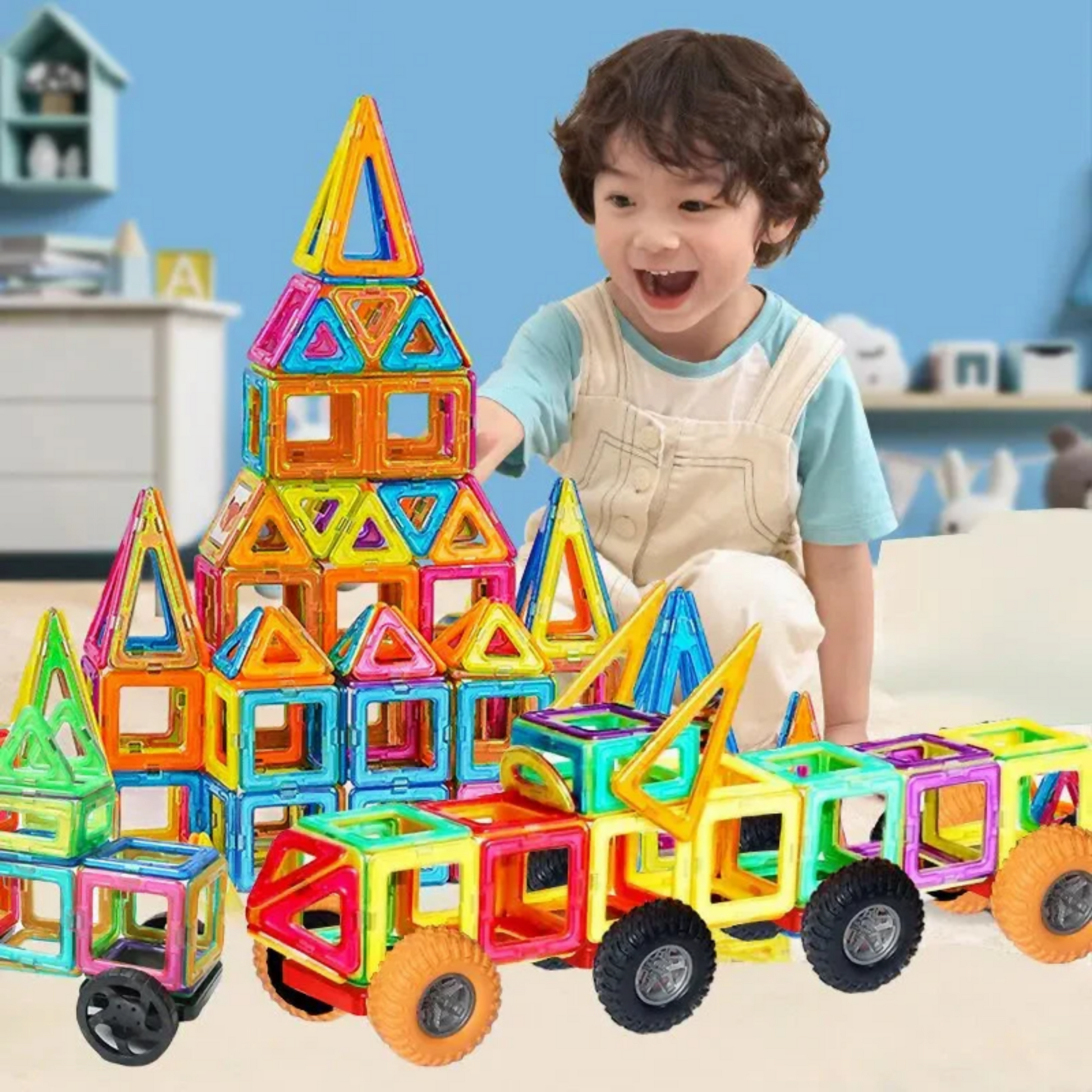 Building Blocks, Transparent Magnetic Tiles, for Kids'