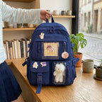 Backpack, Multi Pocket Canvas School Bag for Girl
