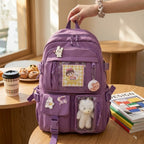 Backpack, Multi Pocket Canvas School Bag for Girl