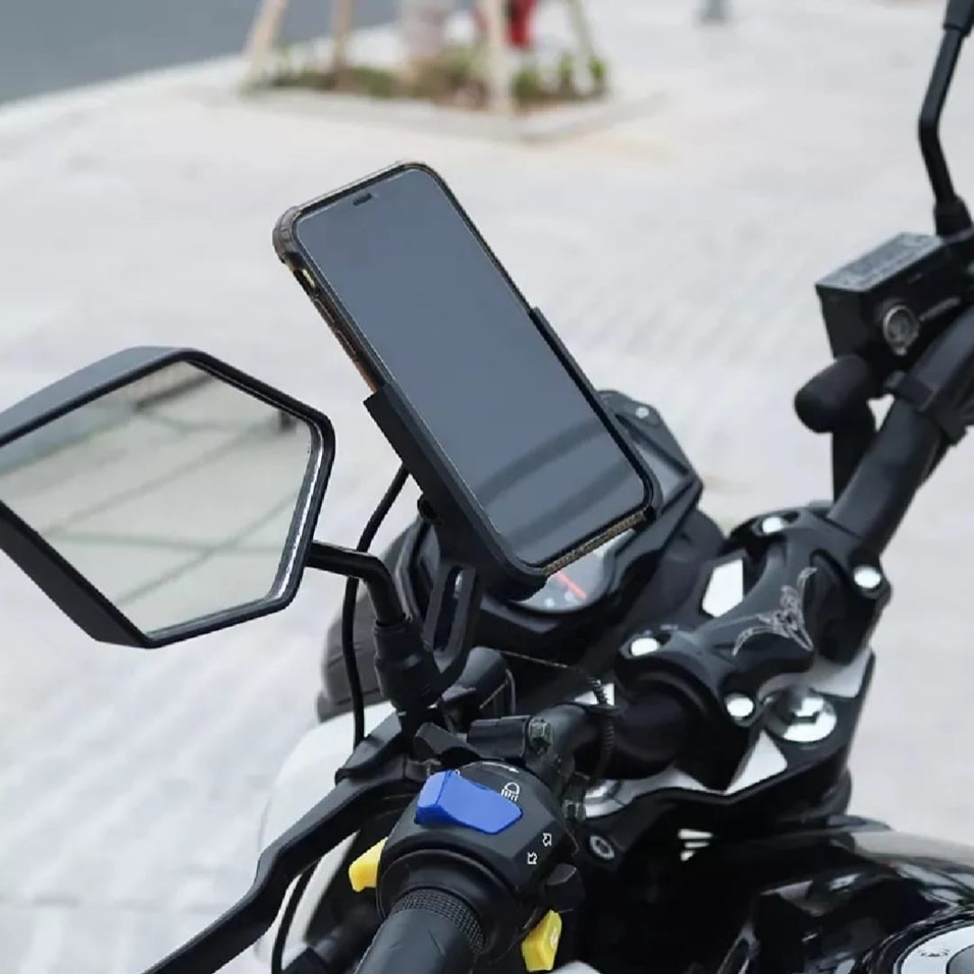 Bike Mobile Holder with Charger Aluminium Body Secure Mount USB Charging
