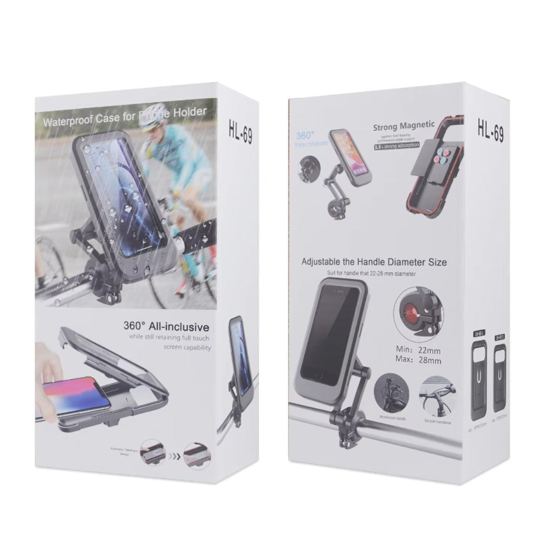 Bike Handlebar Waterproof Case Phone Holder,  Full Touch Screen Mount