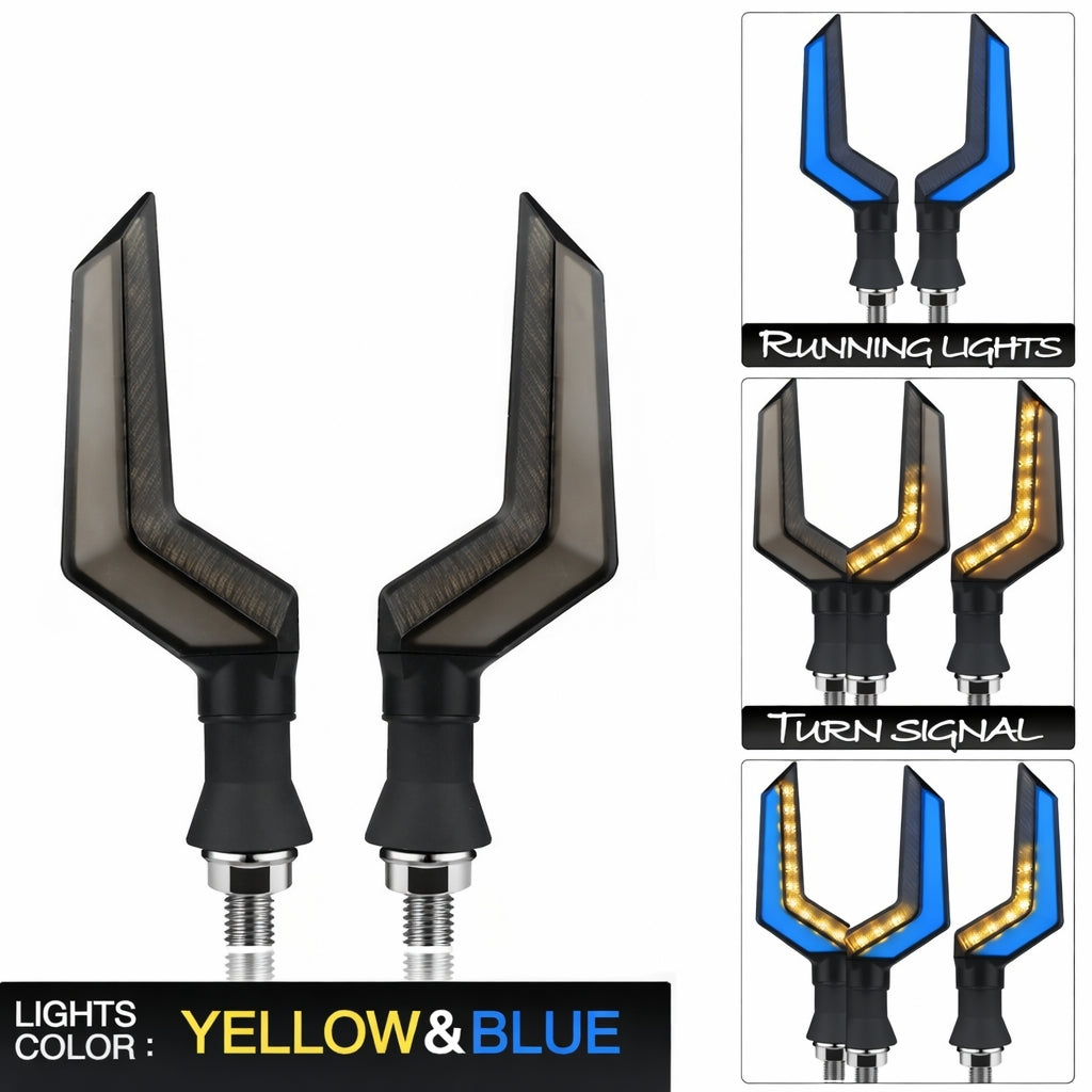 Bike Indicator, KC048 Motorcycle, LED Lights with Yellow Turn Signal - 2 Piece Set
