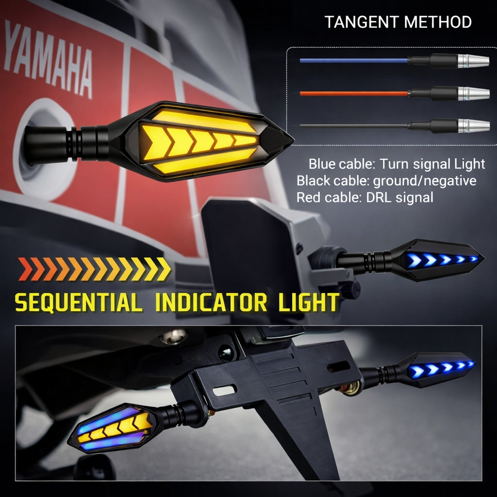 Bike Indicator, Slide Arrow Running Style With Lava DRL Red - Yellow 2 Pcs Set