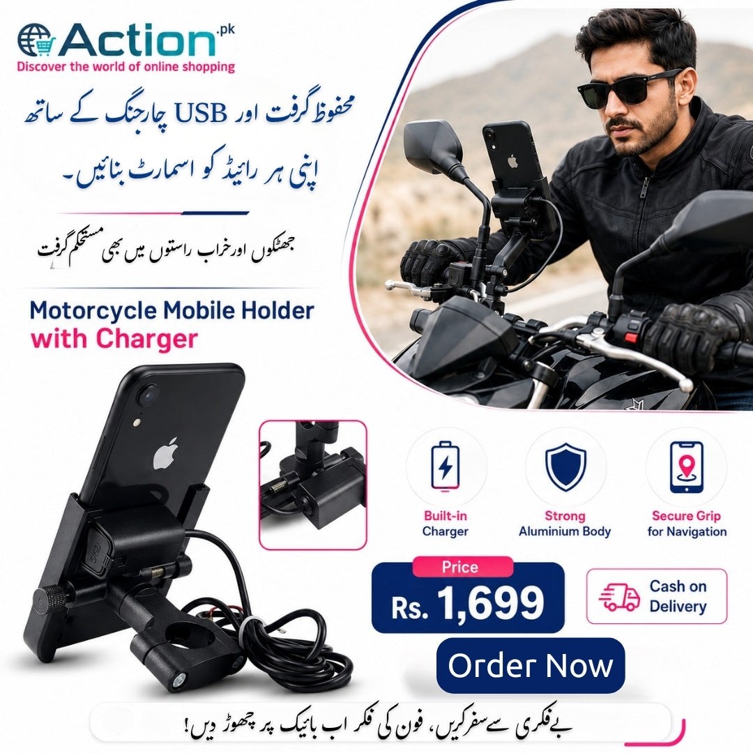 Bike Mobile Holder with Charger Aluminium Body Secure Mount USB Charging